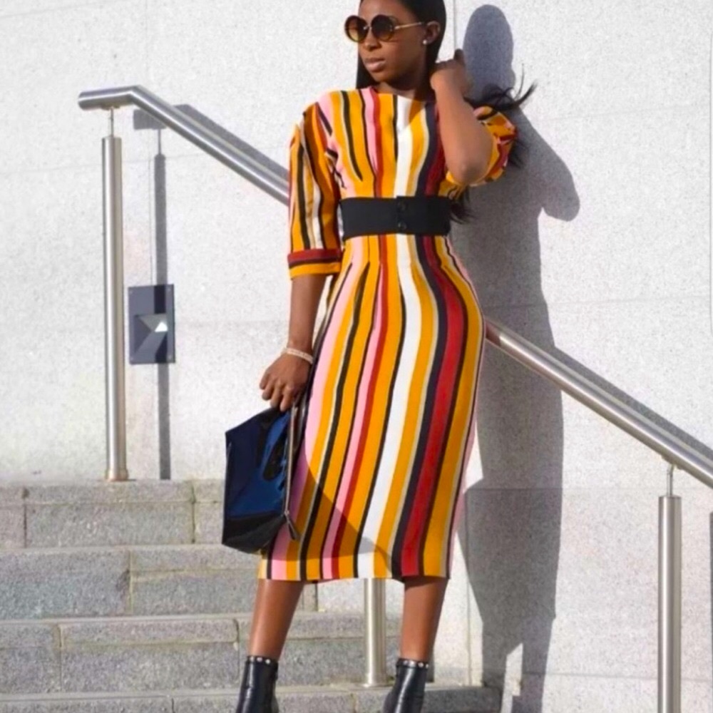 Zara Midi Striped Studio Dress - Picture 4 of 15
